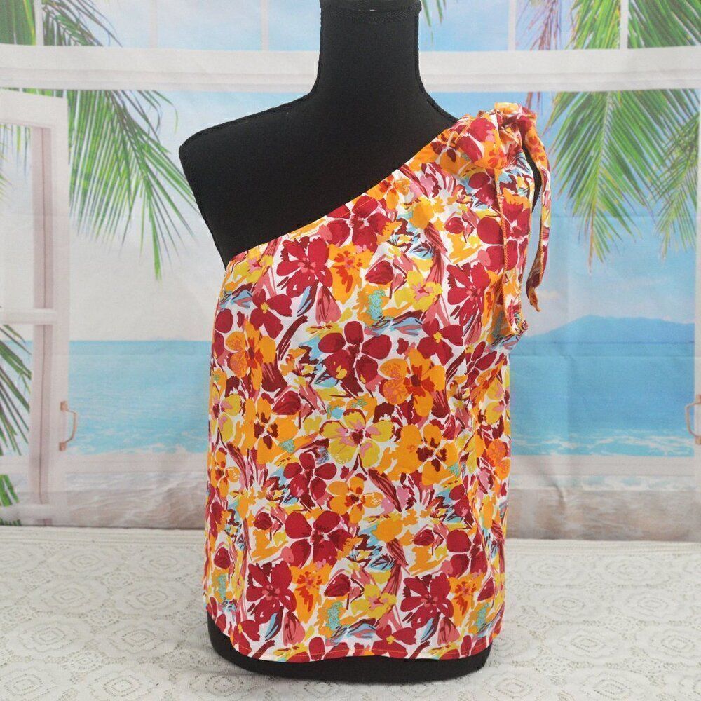 2/$10 One Shoulder Multi-Colored Floral Top Size Medium Bundle Only